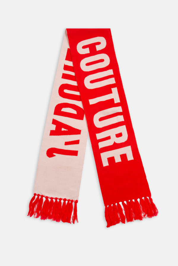CREAM / CORAL CONTRAST FOOTBALL SCARF
