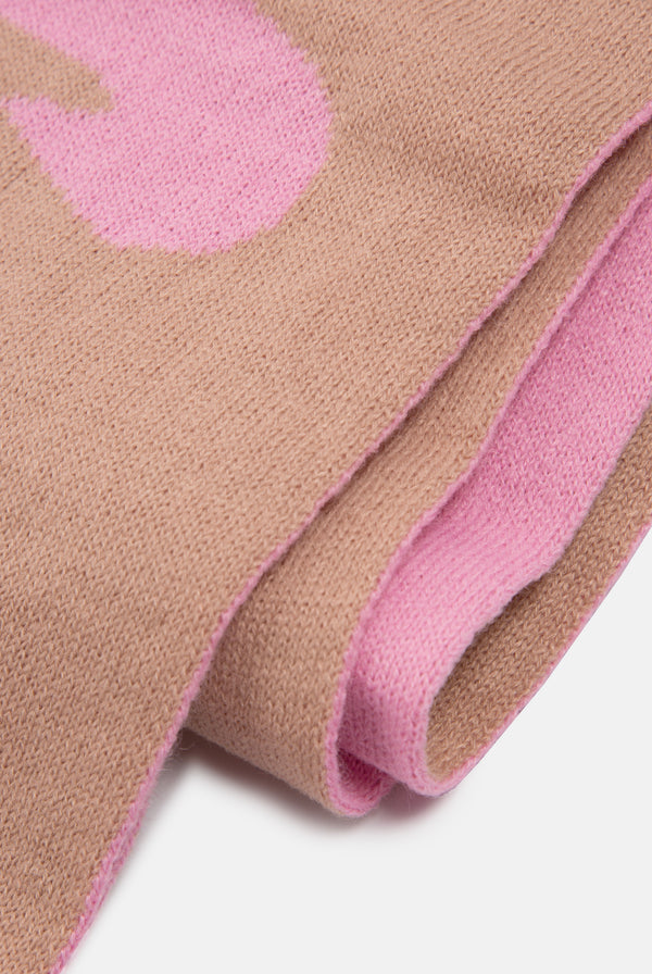BEGONIA PINK / WARM TAUPE CONTRAST FOOTBALL SCARF