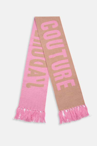 BEGONIA PINK / WARM TAUPE CONTRAST FOOTBALL SCARF