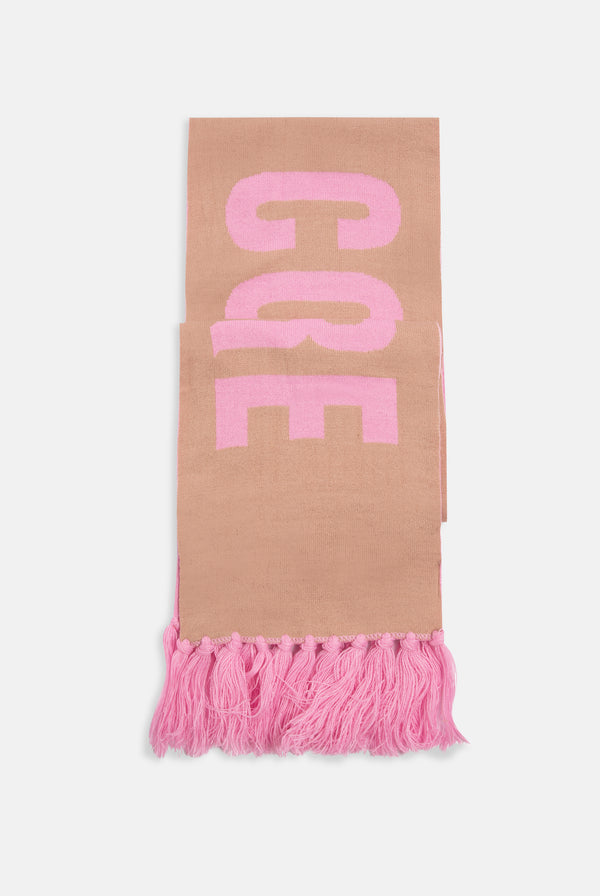 BEGONIA PINK / WARM TAUPE CONTRAST FOOTBALL SCARF