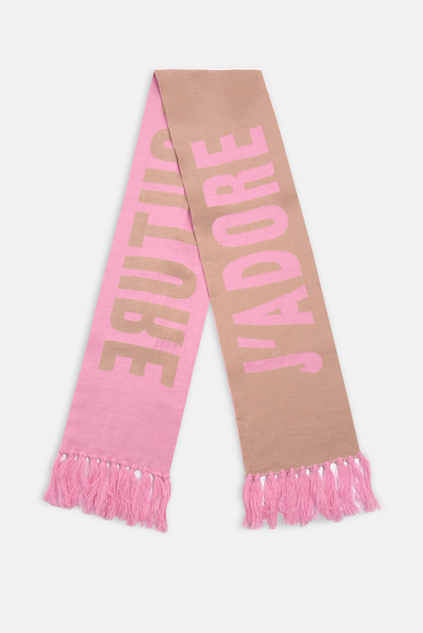 BEGONIA PINK / WARM TAUPE CONTRAST FOOTBALL SCARF