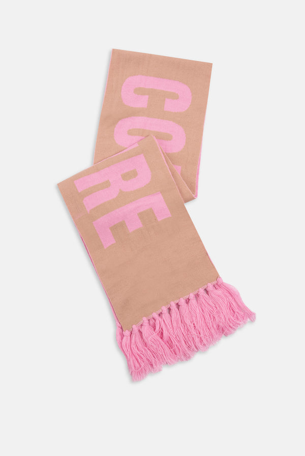 BEGONIA PINK / WARM TAUPE CONTRAST FOOTBALL SCARF