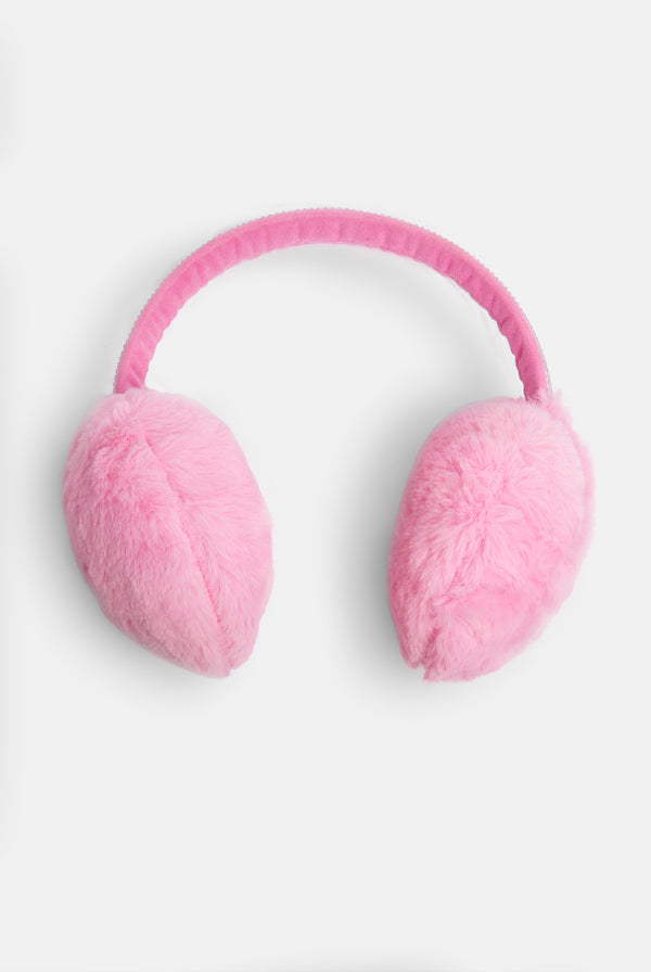 BEGONIA PINK DIAMANTE FAUX FUR EAR MUFFS