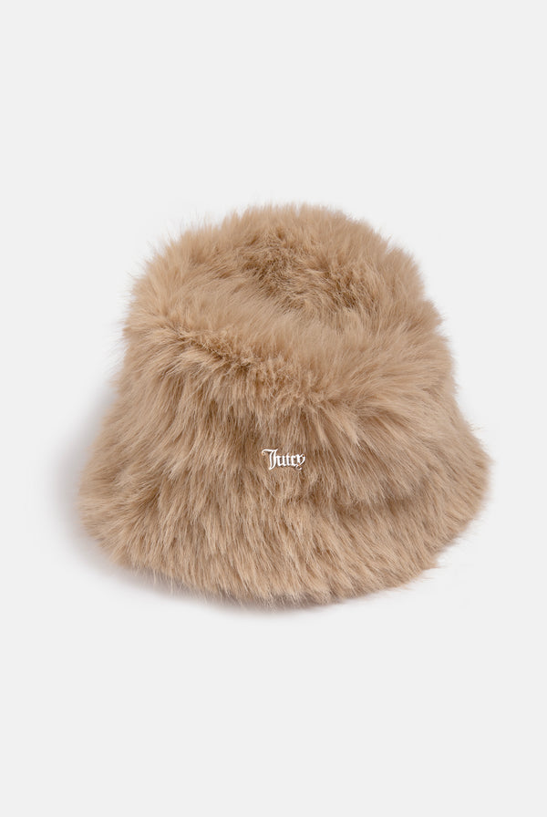 WARM TAUPE FAUX FUR HAT