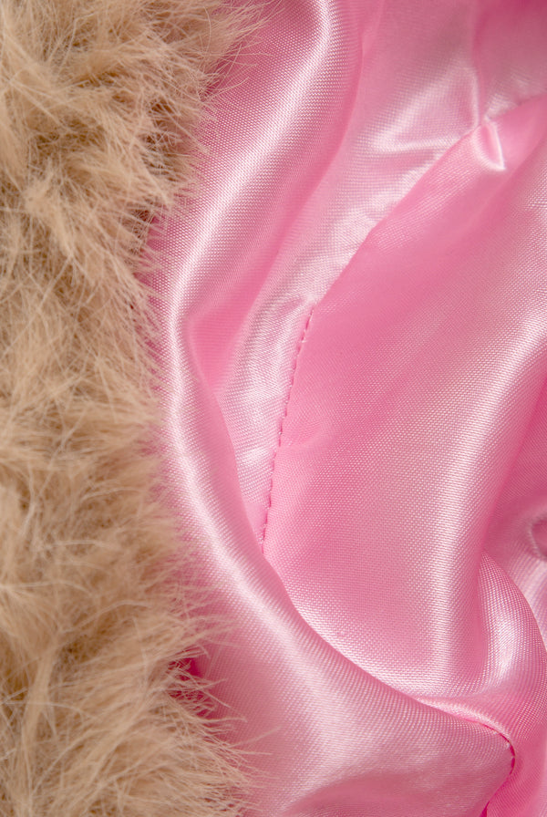 WARM TAUPE FAUX FUR HAT