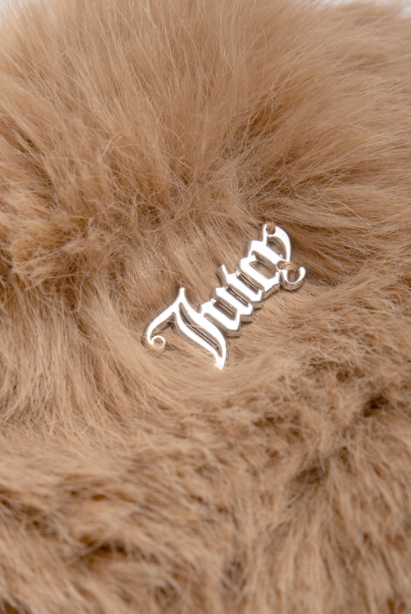 WARM TAUPE FAUX FUR HAT