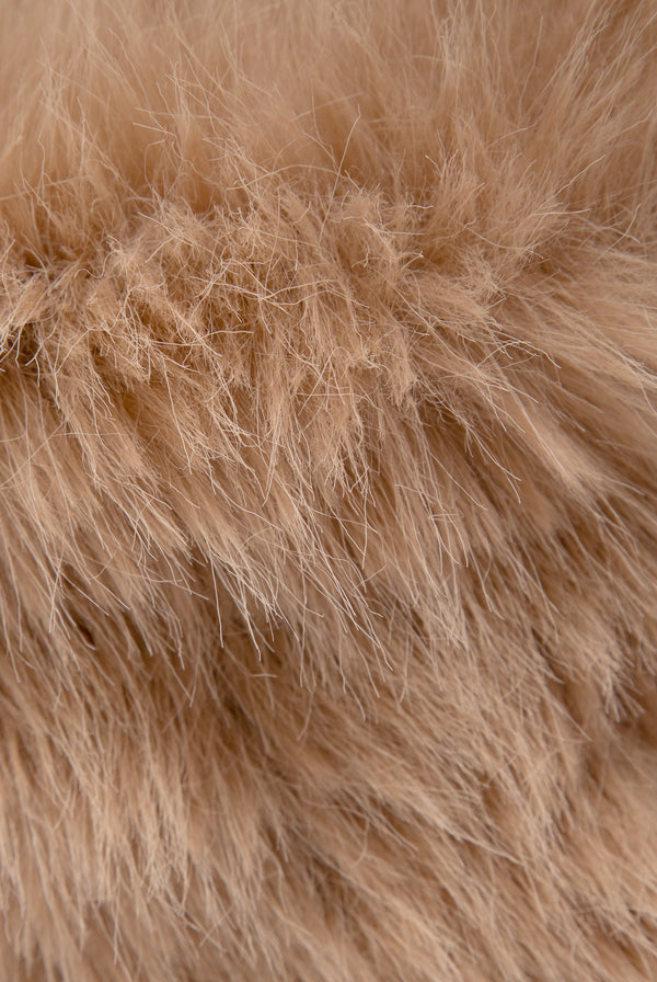 WARM TAUPE FAUX FUR HAT
