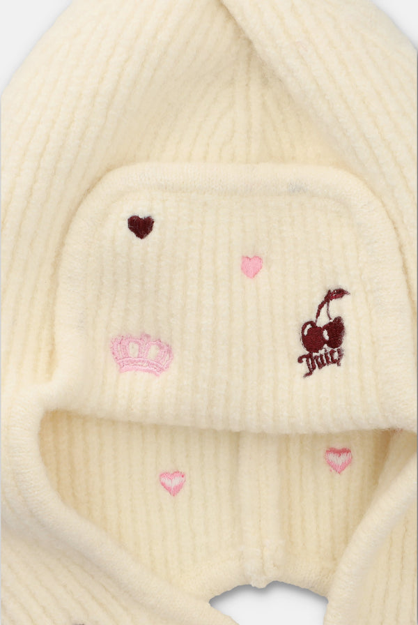 Sugar Swizzle Knitted Trapper Hat With Embroidery