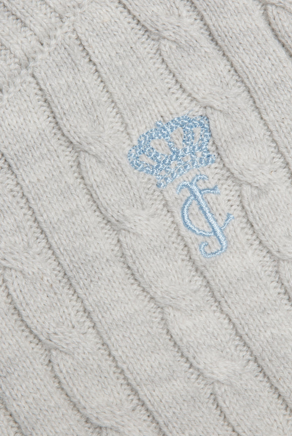 Grey Marl Cable Knit Straight Leg Pants