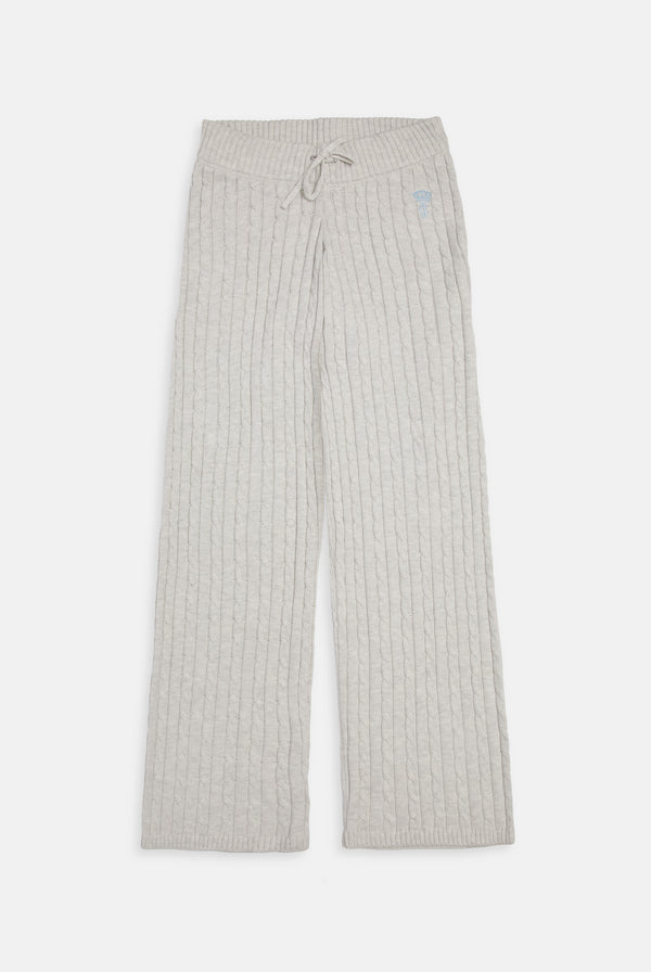 Grey Marl Cable Knit Straight Leg Pants