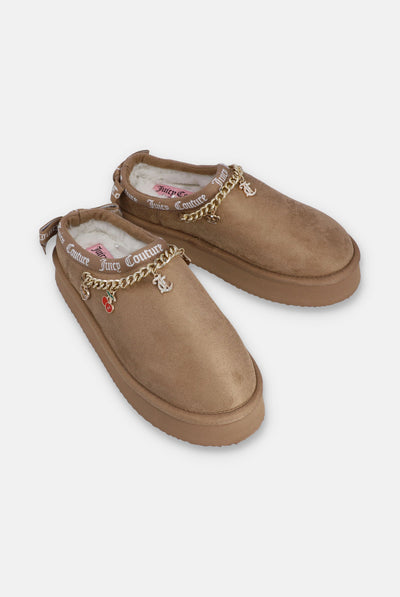 NATURAL GOLD CHARM COZY SLIPPERS