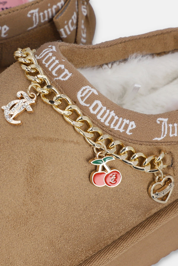 NATURAL GOLD CHARM COZY SLIPPERS