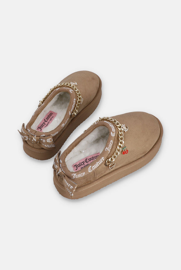 NATURAL GOLD CHARM COZY SLIPPERS