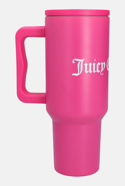 JUICY PINK STEEL TUMBLER WITH STRAW