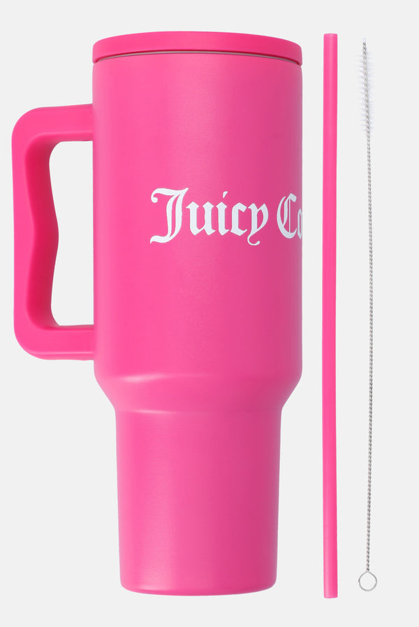 JUICY PINK STEEL TUMBLER WITH STRAW