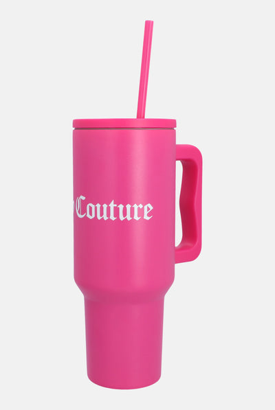 JUICY PINK STEEL TUMBLER WITH STRAW