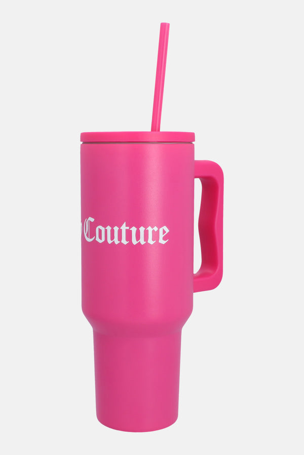 JUICY PINK STEEL TUMBLER WITH STRAW