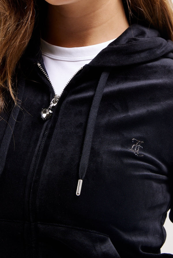 BLACK JEWELLED CLASSIC VELOUR ROBERTSON HOODIE