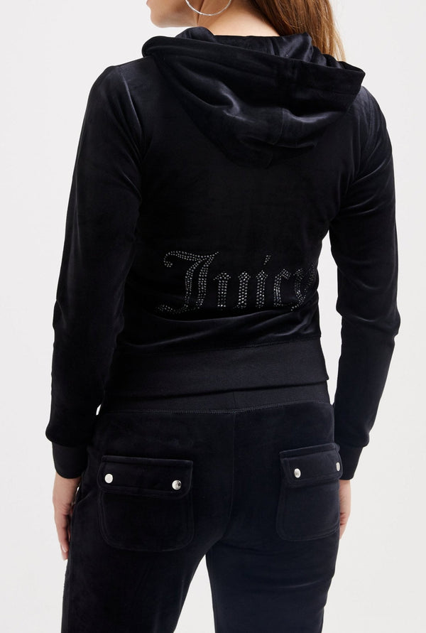 BLACK JEWELLED CLASSIC VELOUR ROBERTSON HOODIE