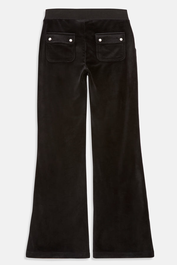 BLACK LOW RISE JEWELLED CLASSIC VELOUR TRACK PANT