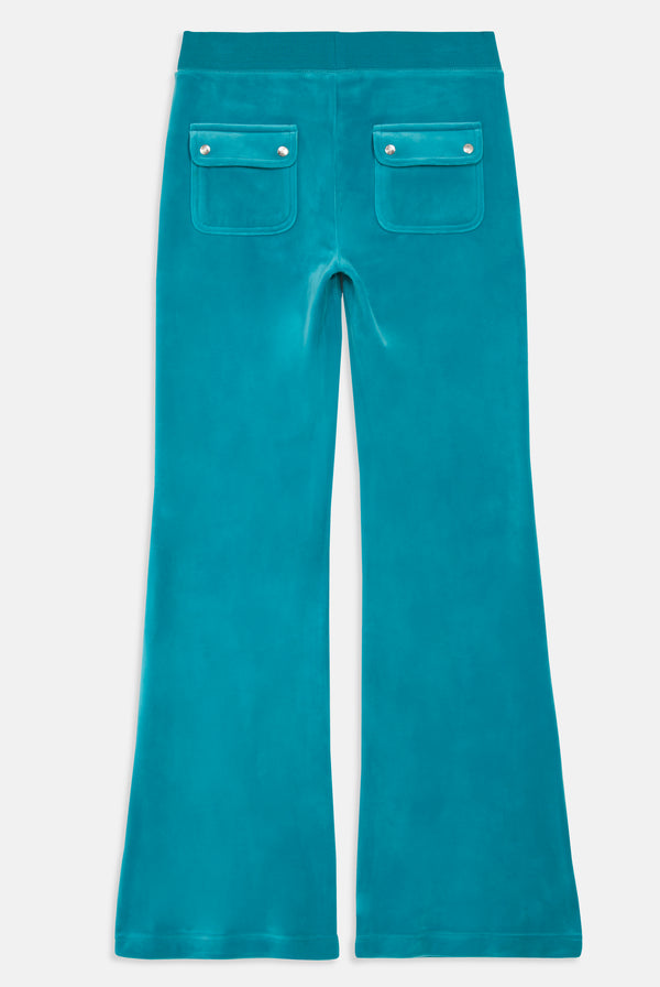 BISQUEY BLUE LOW RISE JEWELLED CLASSIC VELOUR  TRACK PANT