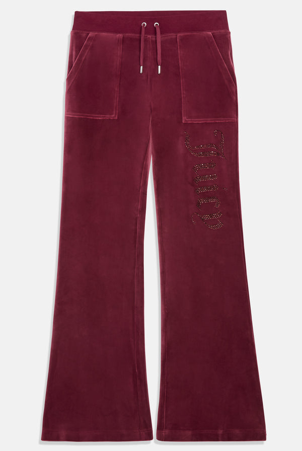 TAWNY PORT LOW RISE JEWELLED CLASSIC VELOUR  TRACK PANT