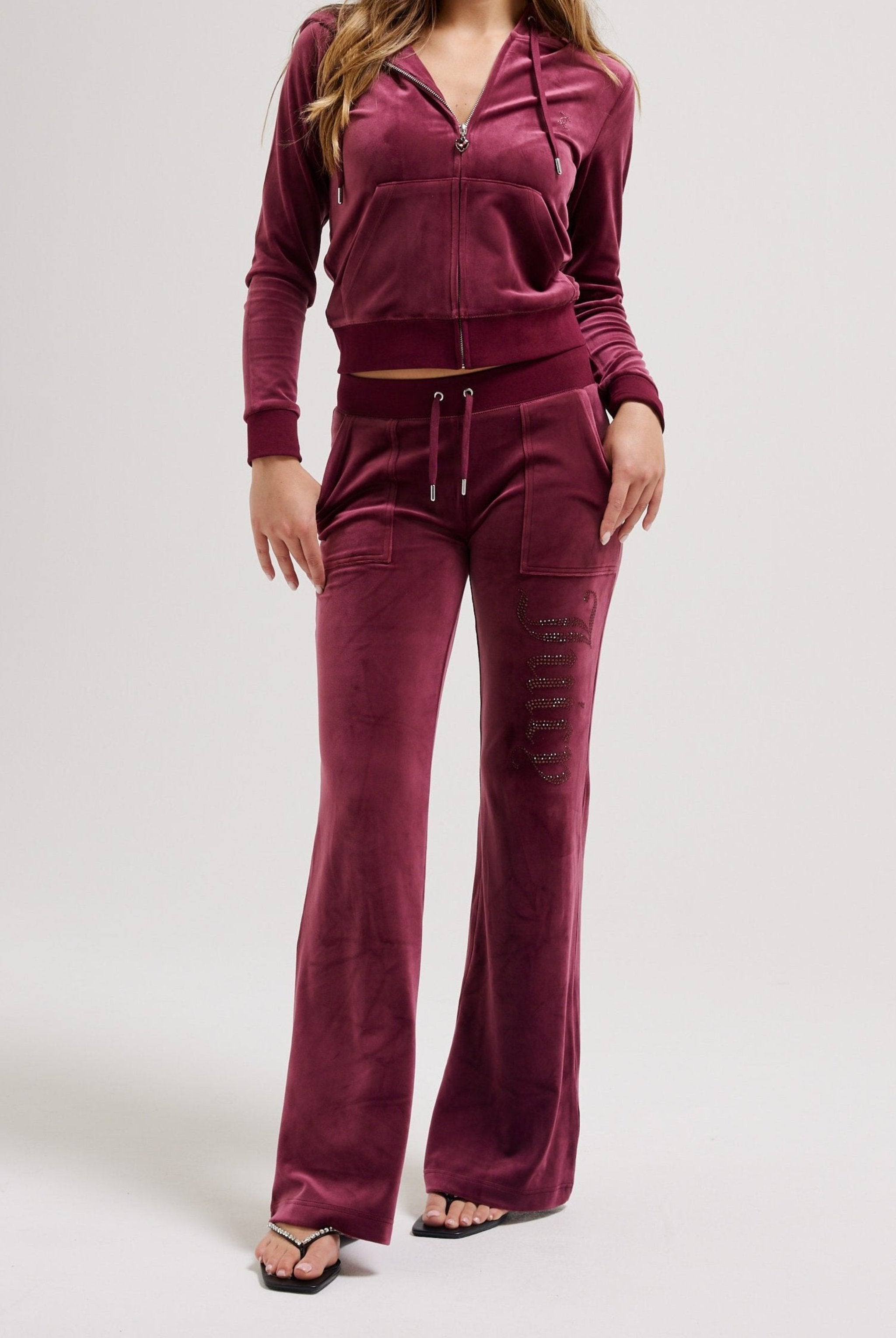 TAWNY PORT LOW RISE JEWELLED CLASSIC VELOUR TRACK PANT Juicy Couture UK