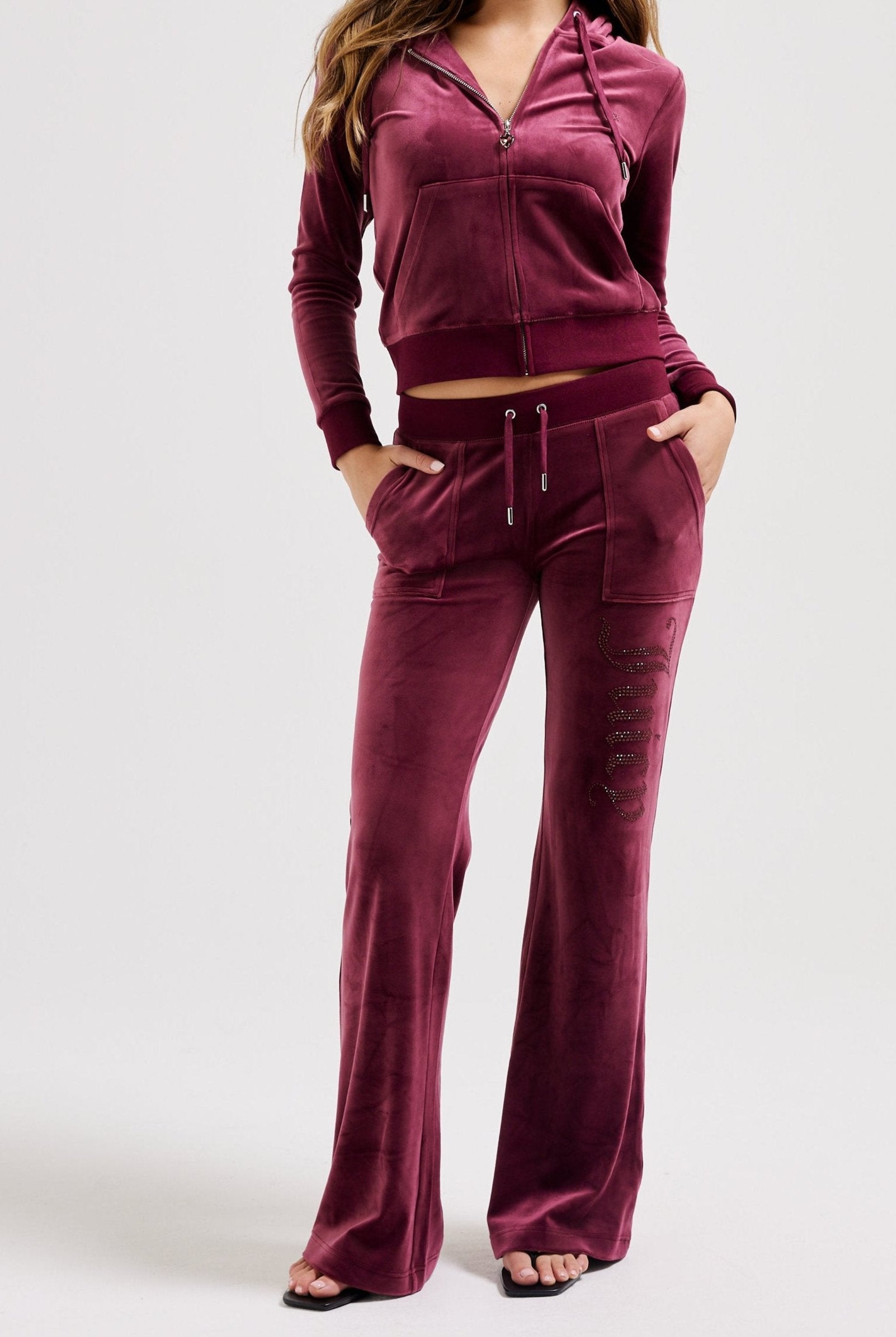 TAWNY PORT LOW RISE JEWELLED CLASSIC VELOUR TRACK PANT Juicy Couture UK