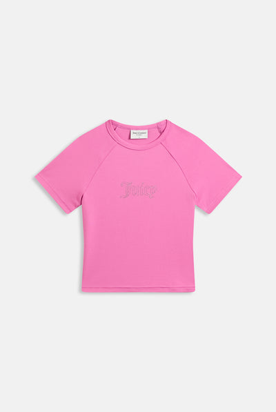 SUPER PINK RAGLAN DIAMANTE BABY TEE