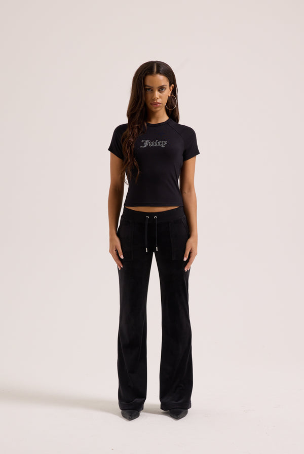 BLACK RAGLAN DIAMANTE BABY TEE