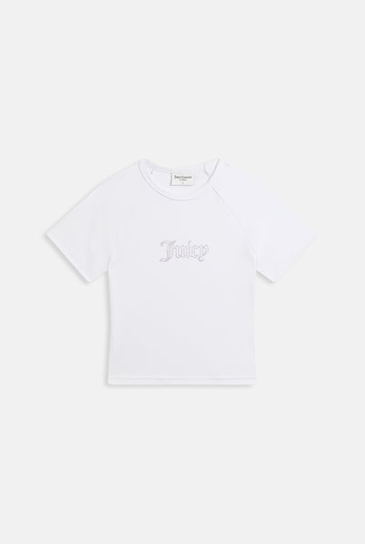 WHITE RAGLAN DIAMANTE BABY TEE