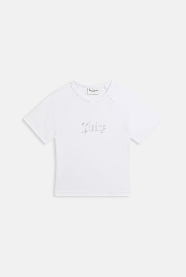 WHITE RAGLAN DIAMANTE BABY TEE