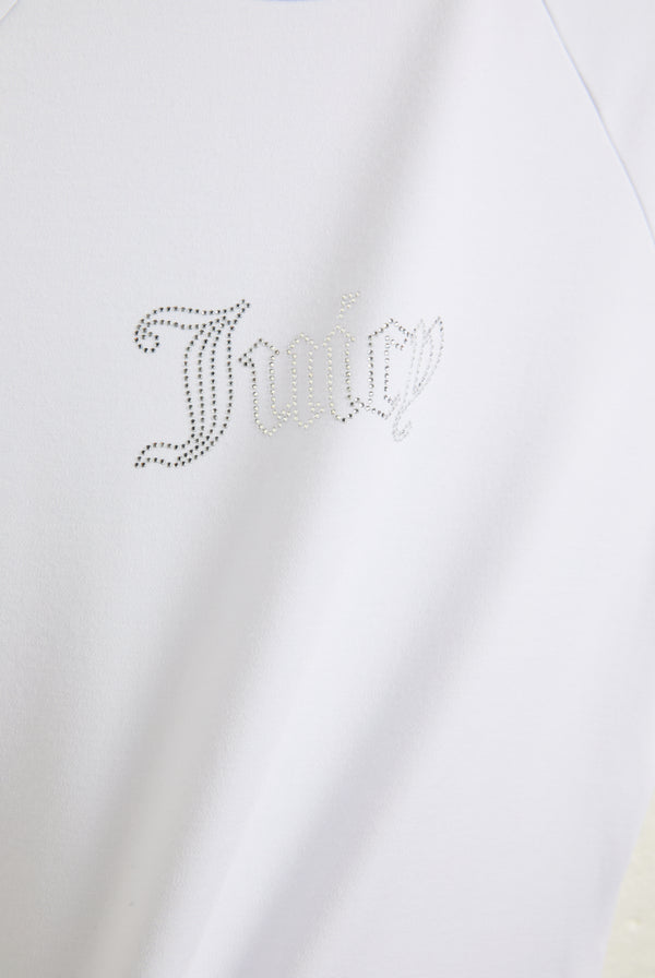 WHITE RAGLAN DIAMANTE BABY TEE