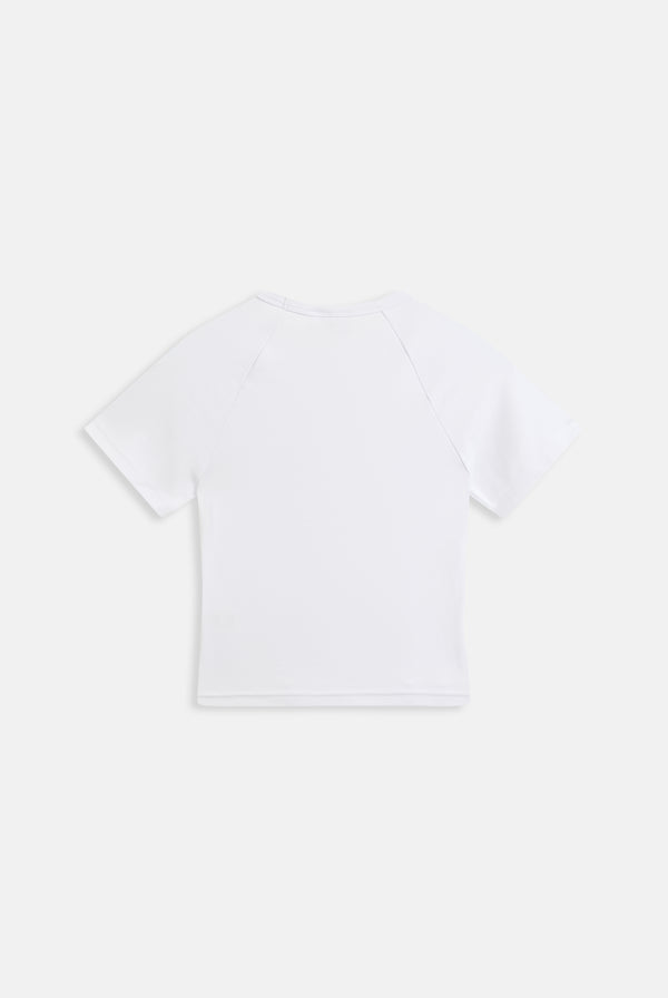 WHITE RAGLAN DIAMANTE BABY TEE