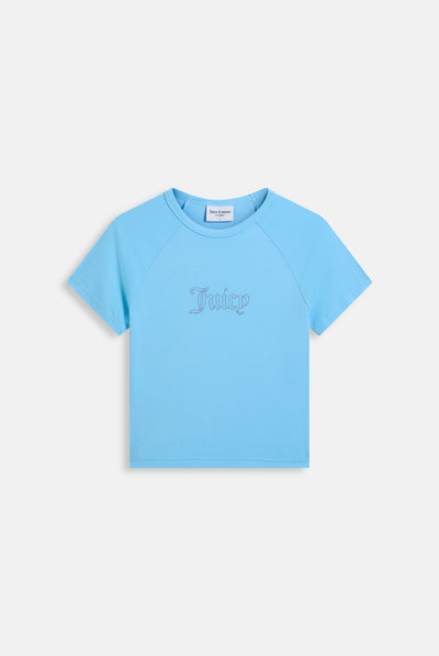 SKY BLUE RAGLAN DIAMANTE BABY TEE