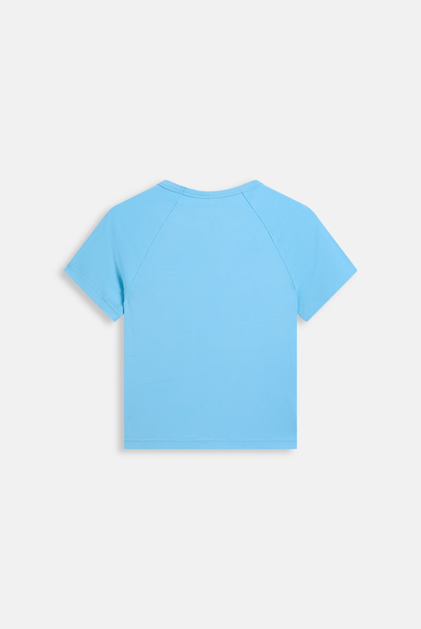 SKY BLUE RAGLAN DIAMANTE BABY TEE
