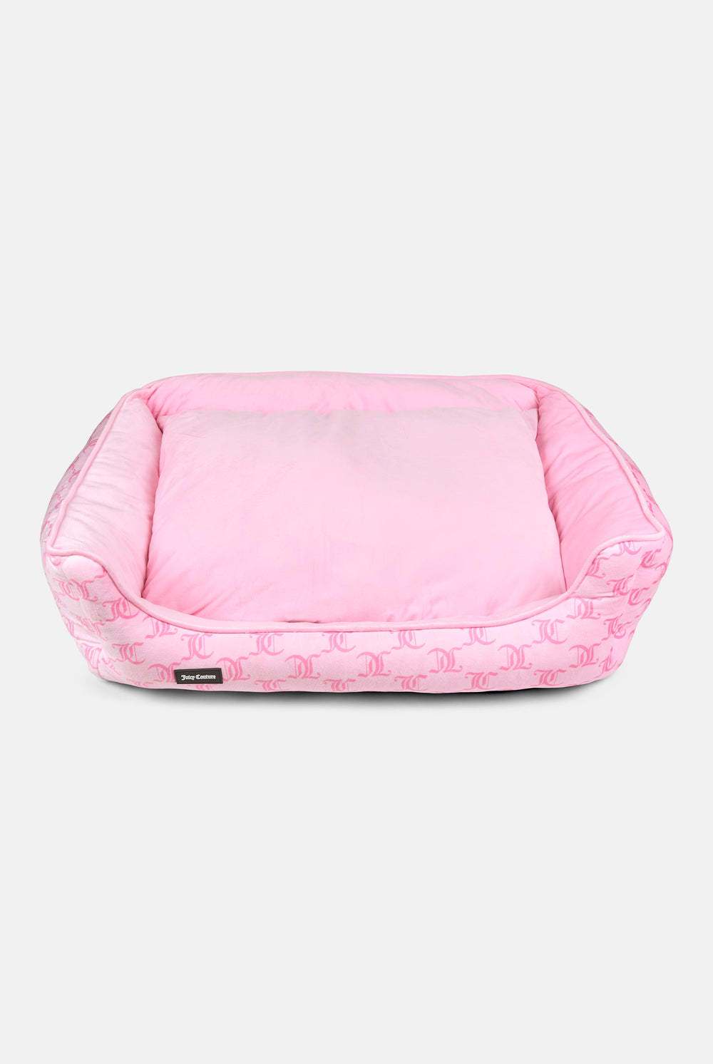 Displays the Juicy Pink 'Juicy' branded Pet Bed