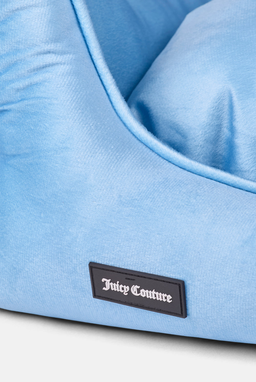 Displays the Powder Blue 'Juicy' branded Pet Bed featuring the juicy branding 