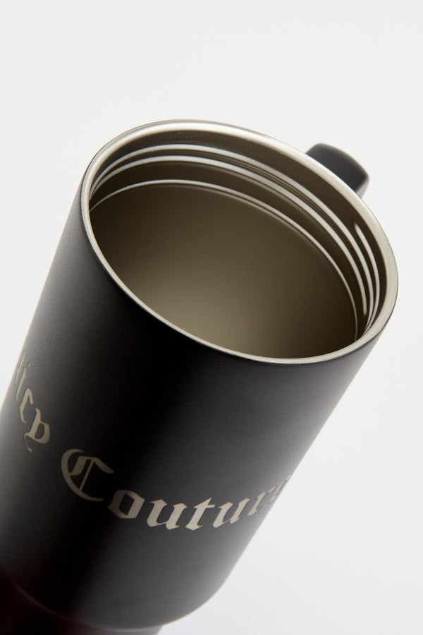 BLACK STEEL TUMBLER WITH STRAW