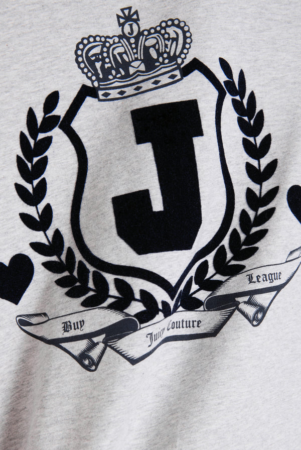SILVER MARL FLOCKED CREST FITTED  TSHIRT