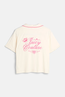 Displays the Marshmallow 'Juicy' branded Crown Shirt Pyjama Set