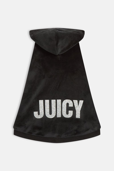 BLACK GLITTER LOGO JUICY PET HOODIE