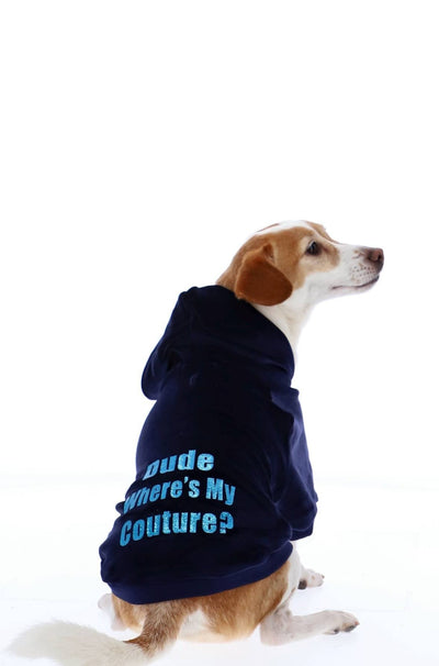 BLUE DEPTHS DUDE WHERES MY COUTURE PET HOODIE