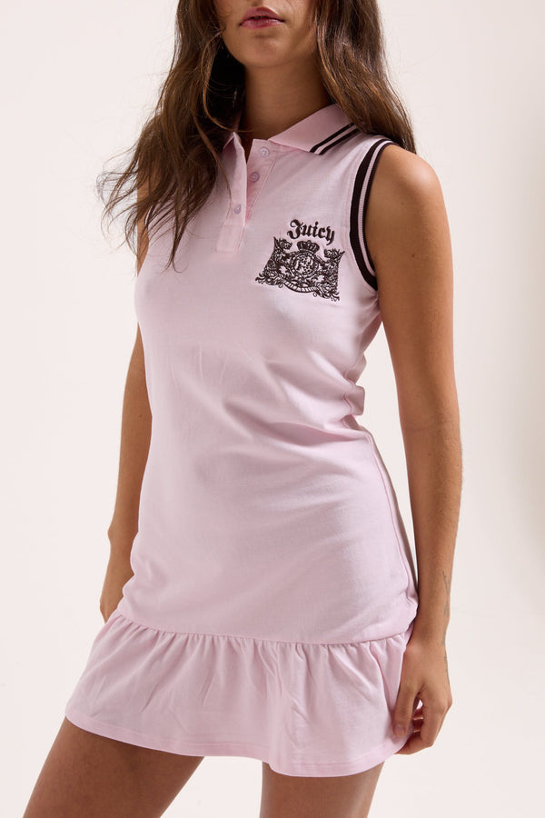 CHERRY BLOSSOM PEPLUM POLO DRESS