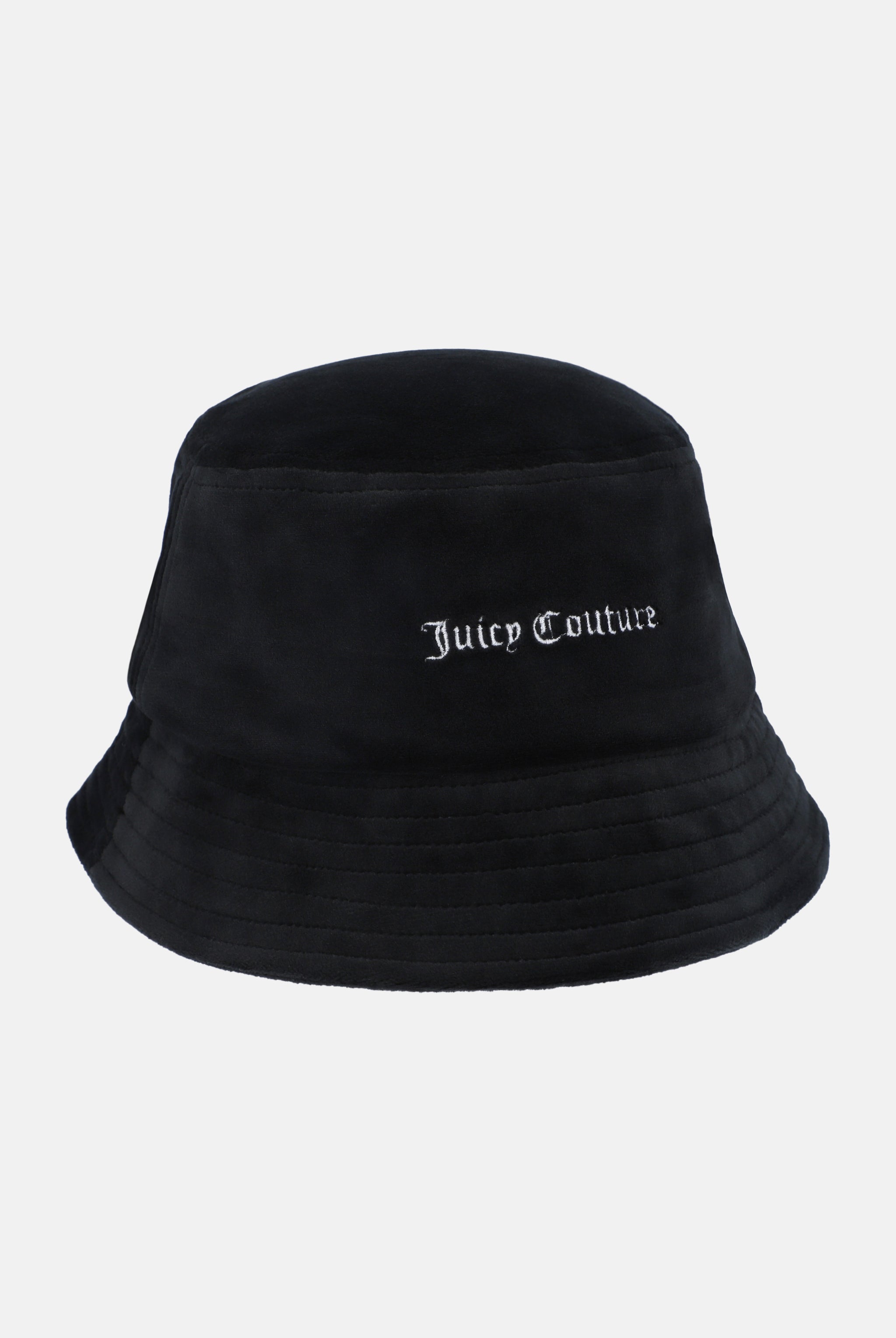 BLACK EMBROIDERED VELOUR BUCKET HAT – Juicy Couture UK