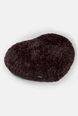 Displays the Java 'juicy' branded Fluffy Heart Pet Bed