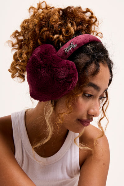 TAWNY PORT HEART FAUX FUR EAR MUFFS