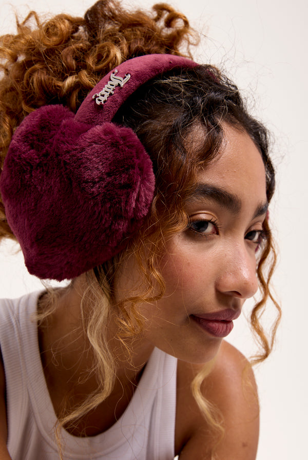 TAWNY PORT HEART FAUX FUR EAR MUFFS