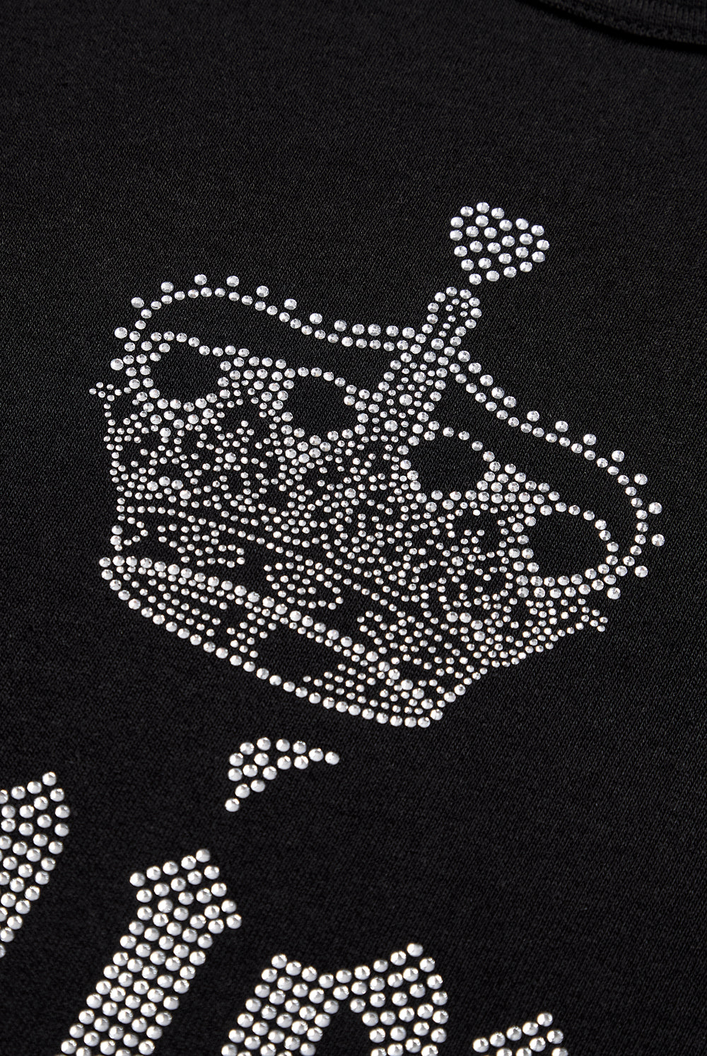 Displays the Black 'Juicy' branded Heiress Diamante Tee featuring the juicy couture branding 
