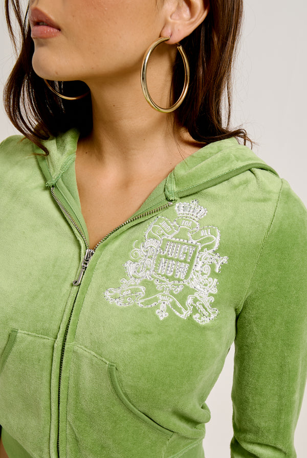 PIQUANT GREEN JUICY NOW BAMBOO VELOUR HERITAGE HOODIE